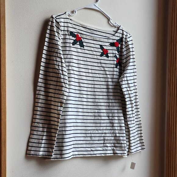 NWT Talbots Holly Striped Scoop Neck Jersey Size Petite Medium - Picture 3 of 16